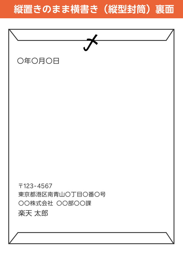 縦置きのまま横書き(縦型封筒)裏面