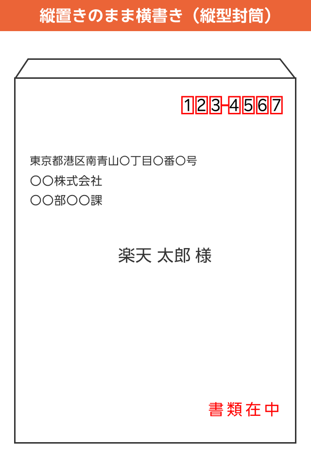 縦置きのまま横書き(縦型封筒)