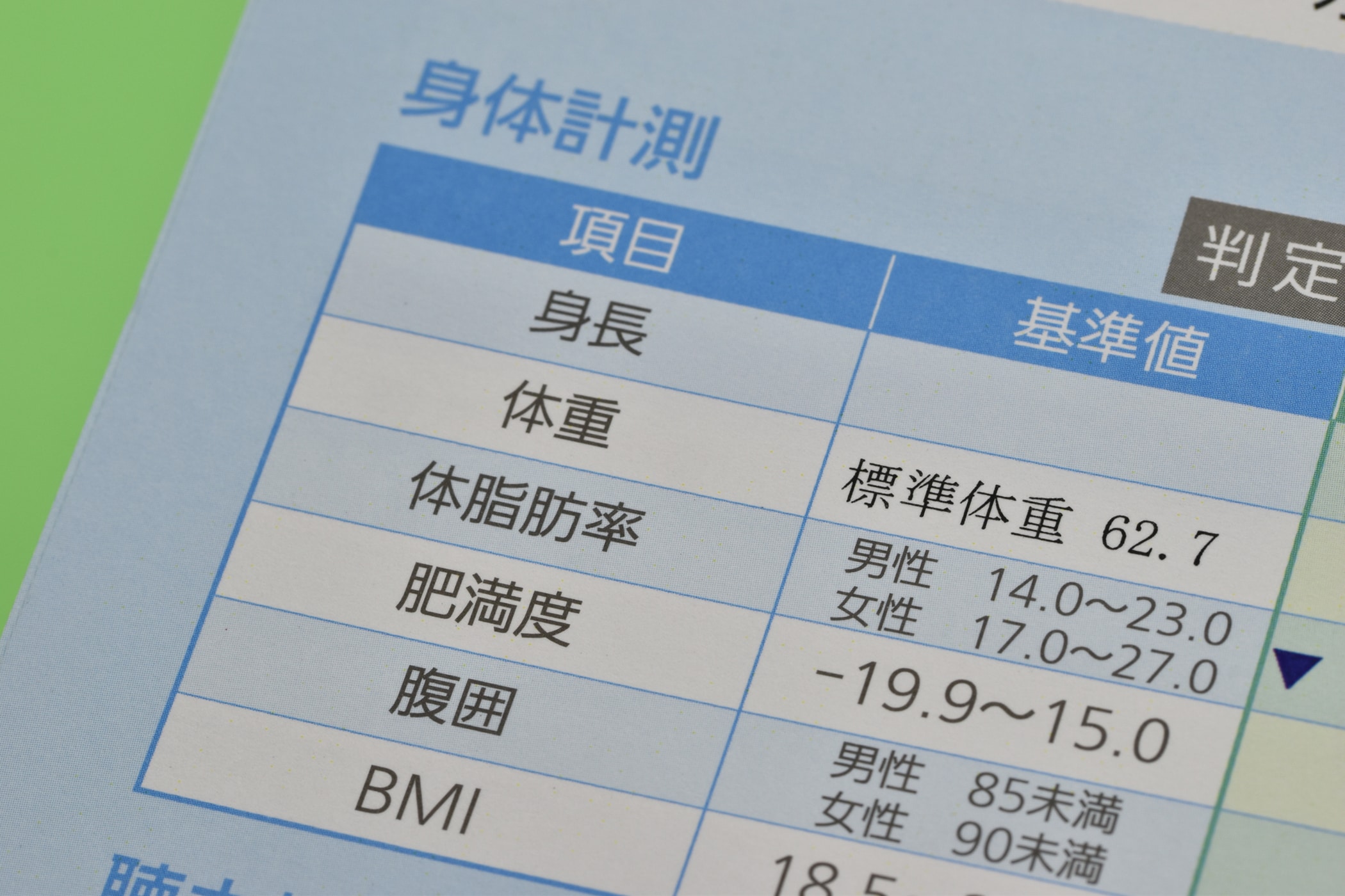 身体測定表